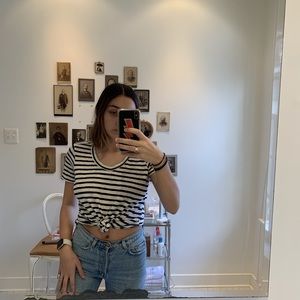 White and navy blue t shirt